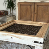 Wood and woven steel coffee table – Dual decorative use