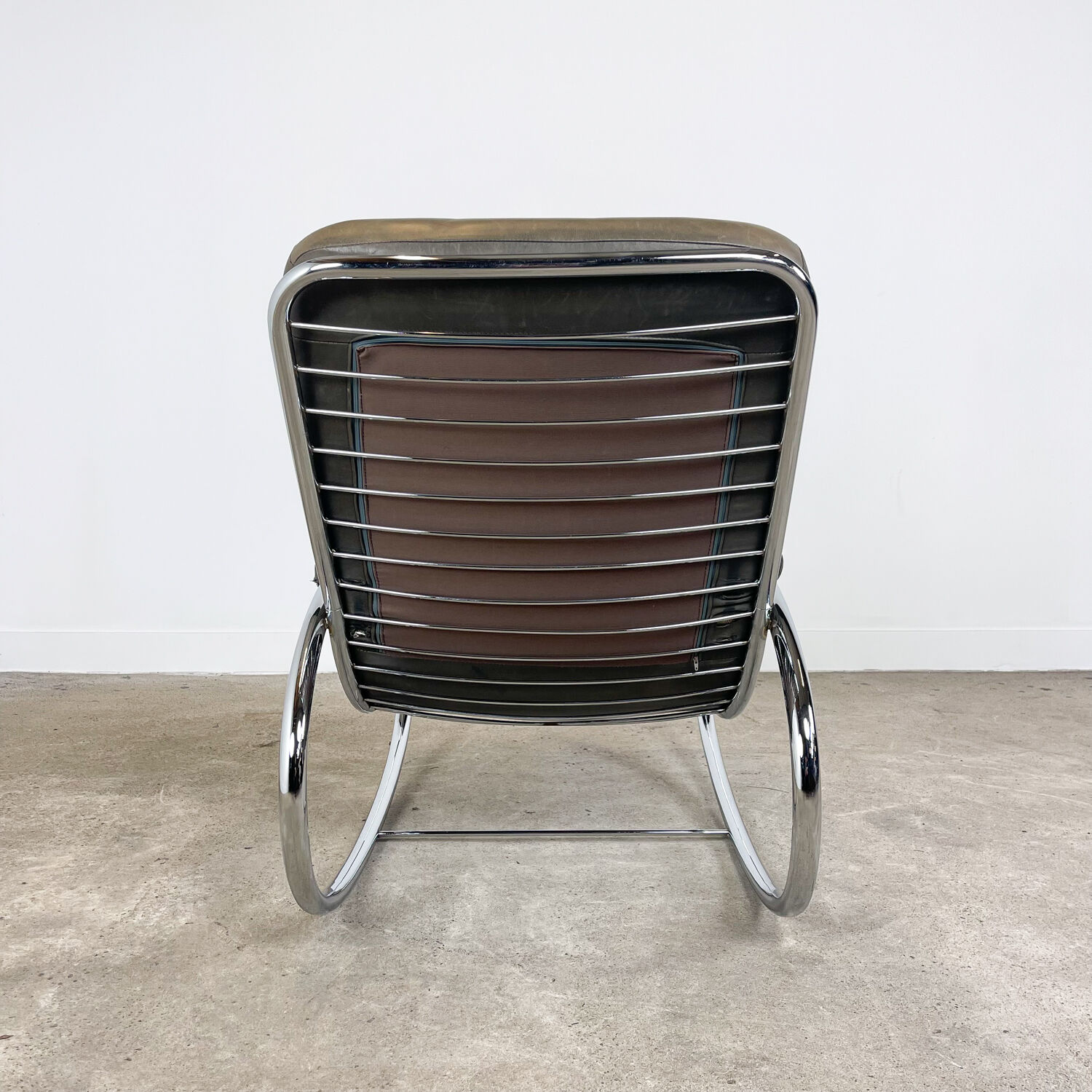 Fauteuil à bascule vintage en cuir italien