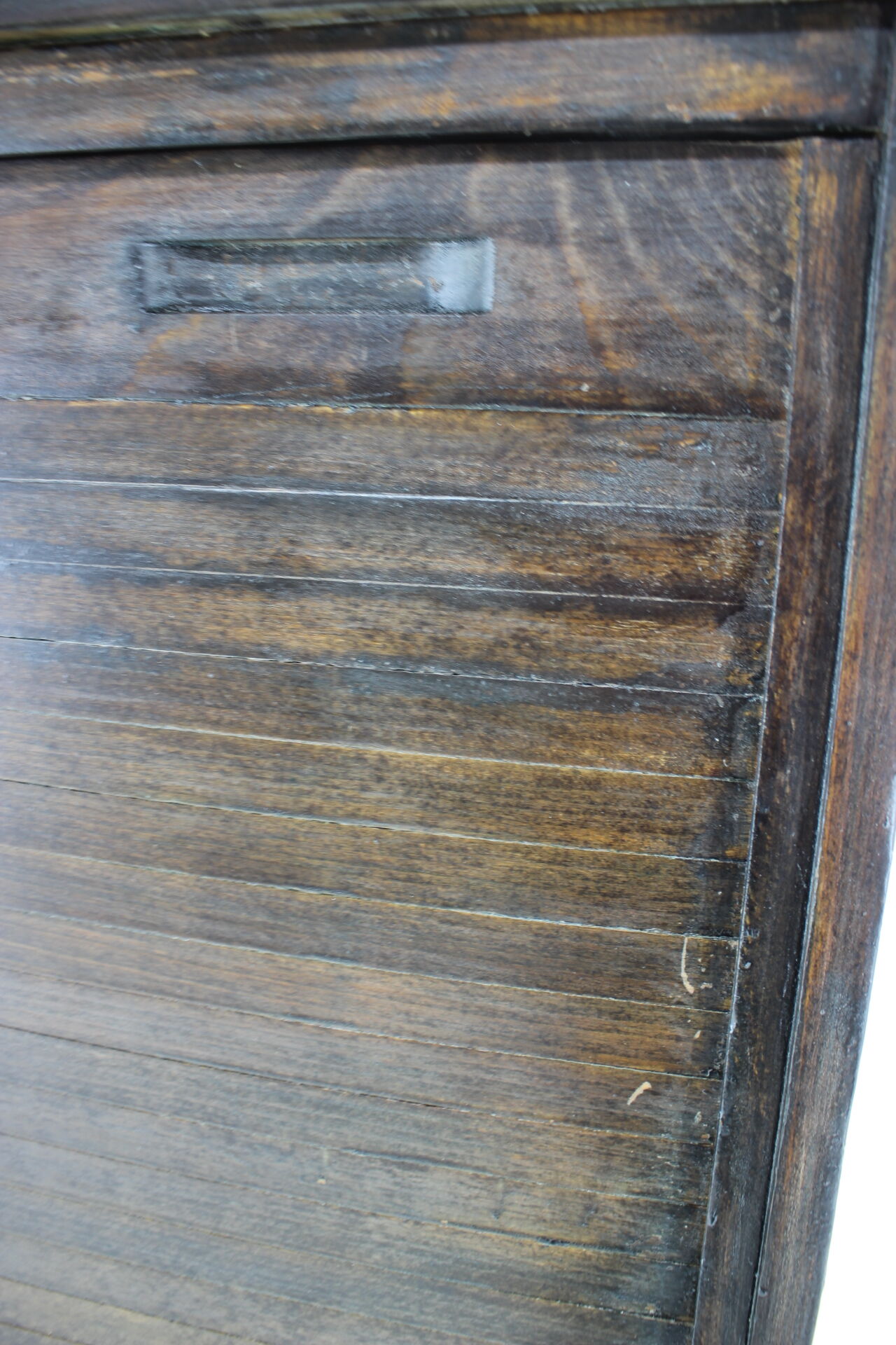 1960s beech tambour cabinet, czechoslovakia