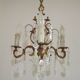 Chandelier en cage en bronze et cristal à 3 lumières Acanthus Art Nouveau français