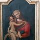 Old oil painting on canvas "Virgin Mary with Child"