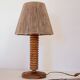 Turned wood lamp and jute lampshade