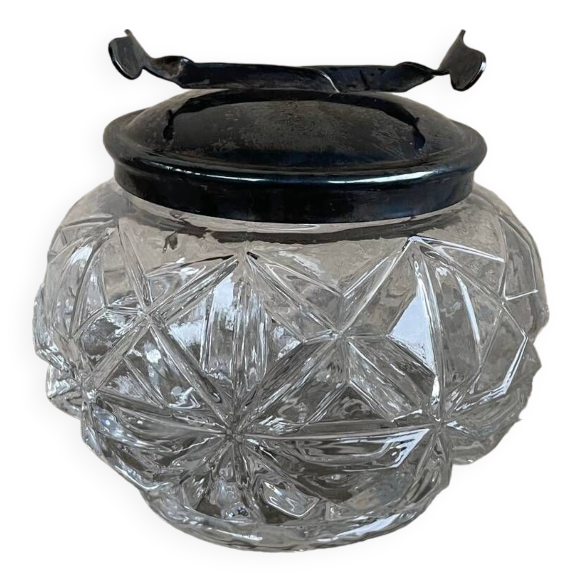 Pot à sucre ancienne avec pince à sucre intégrée