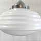 Bauhaus pendant light in chrome metal and opaline globe - 1950s