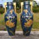 Pair of large vases Jaget and Pinon decoration with poppies 1920