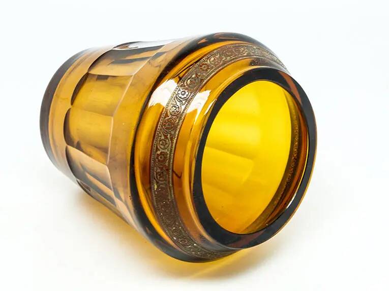 Art Deco vase, honey glass, Bohemia, Czechoslovakia, 1930s