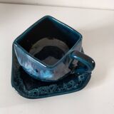 Vallauris style square cup and saucer