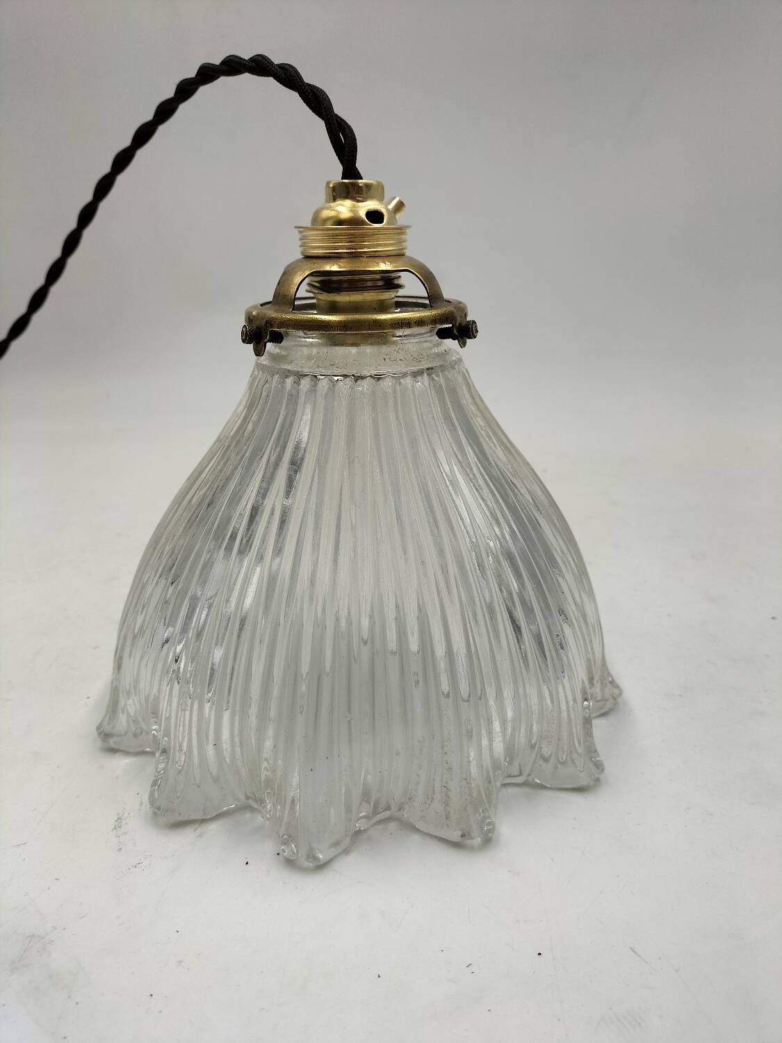 Holophane glass pendant light