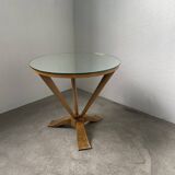 Art deco mirror pedestal table in walnut 1930