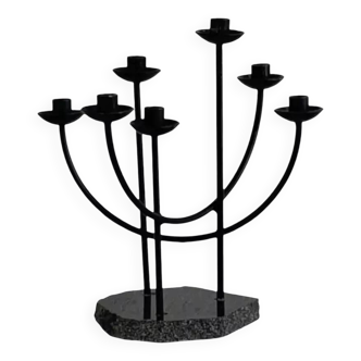 Metal candle holder and black quartz base