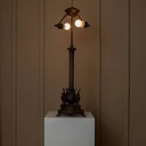 Brown Bronze Metal Table Lamp – Empire 1910s, Italian Design with Animal Motifs, Classic Desk Lamp