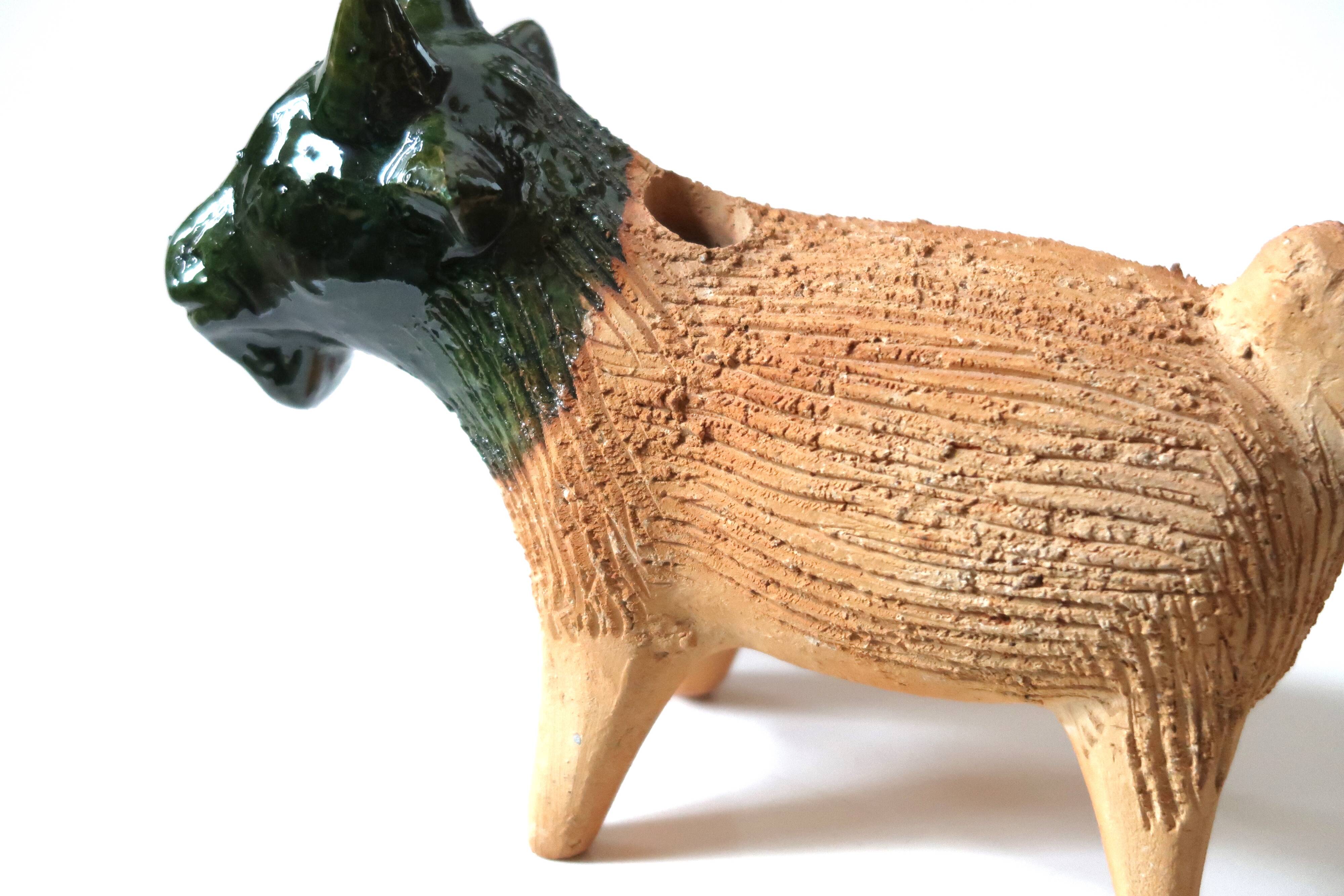 Pique flowers " goat " Mexican ceramic, 70s