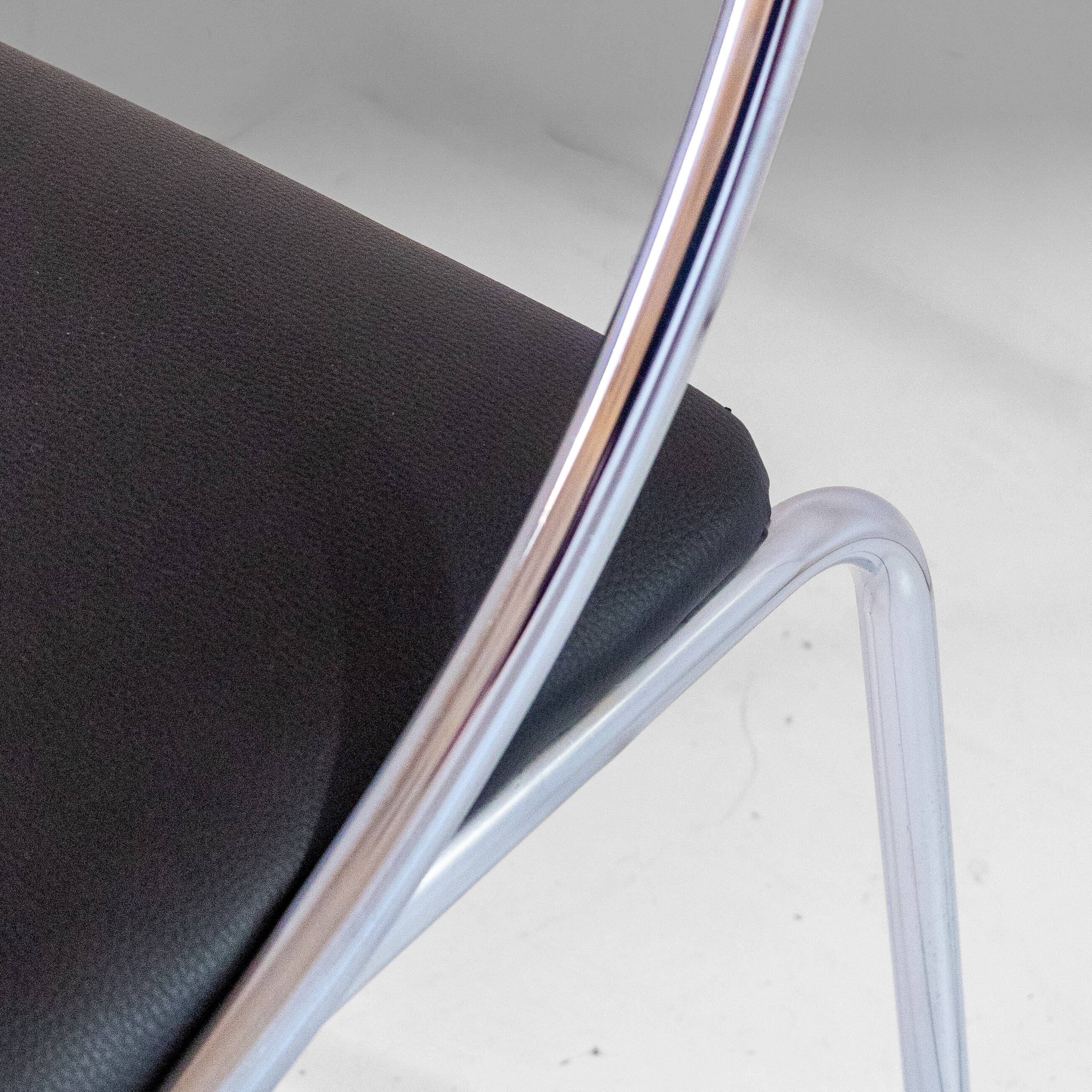 Set of Four Vintage Chromed Dining Chairs, Faux Leather, Italy, 1970
