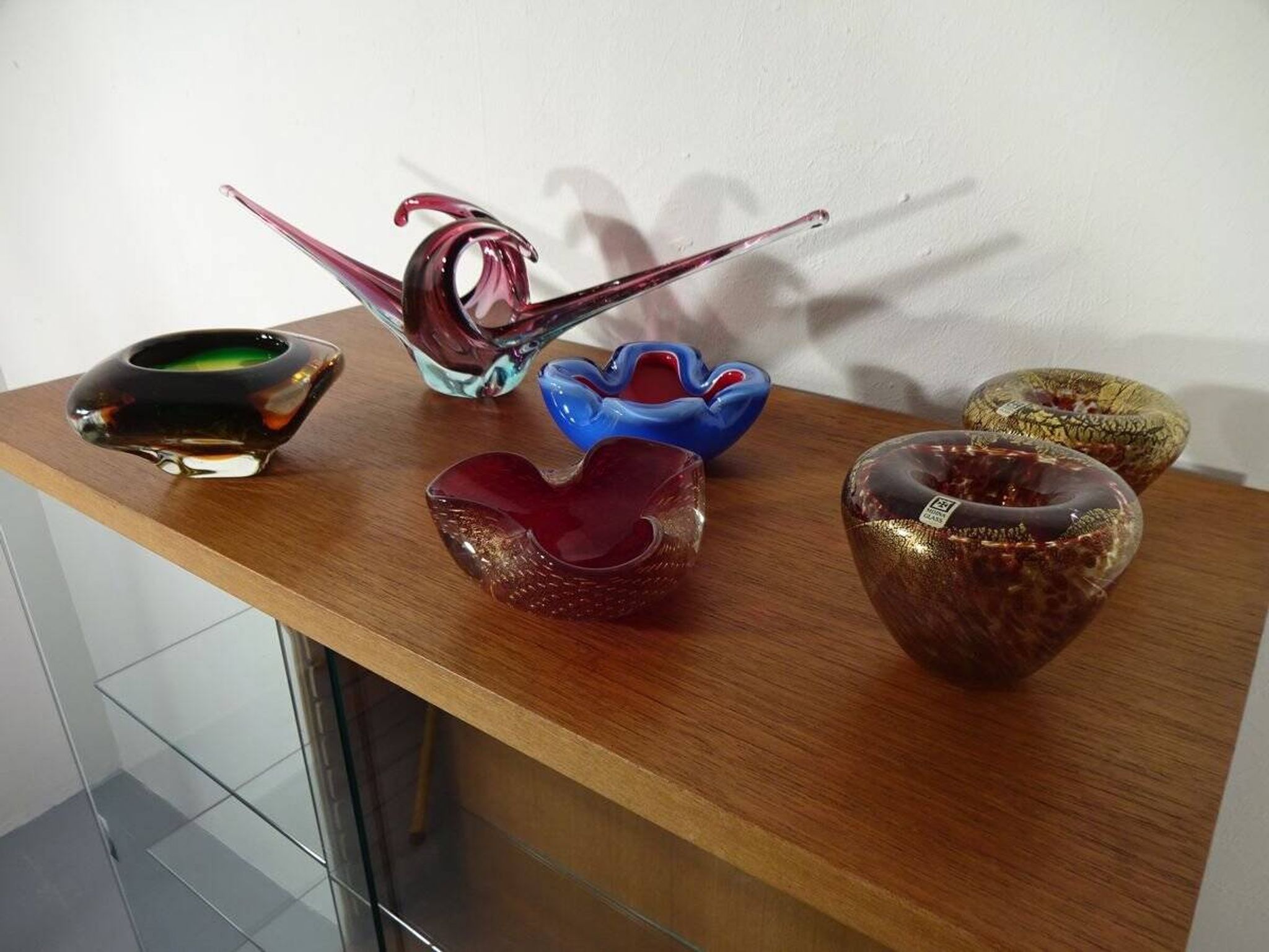 Maltese Glass Ashtrays from Mdina, 1960s, Set of 2