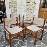 Set of 4 Safari chairs in pine