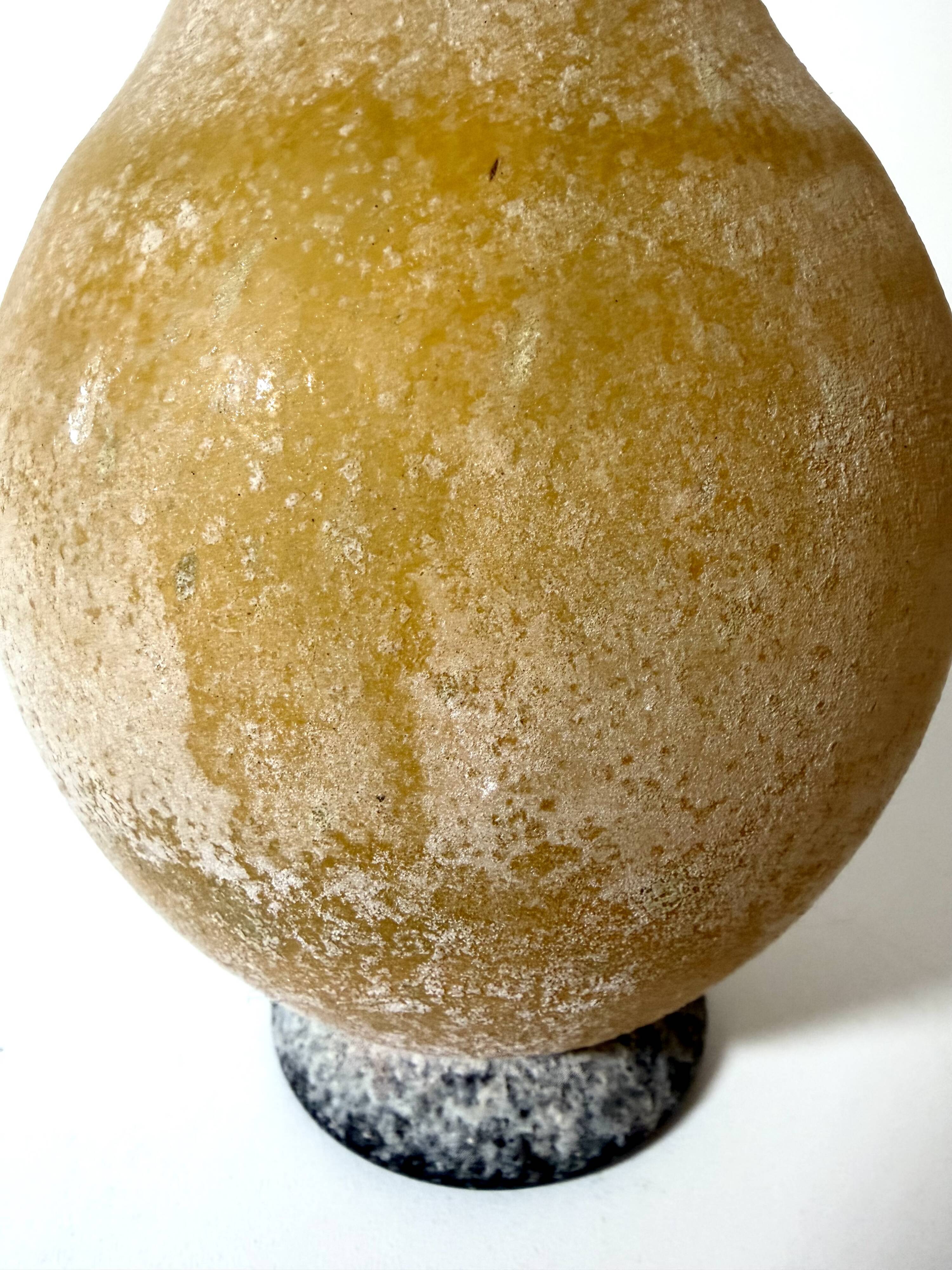 Black and Yellow Scavo Glass Bottle Vase attr. to Gino Cenedese, Italy