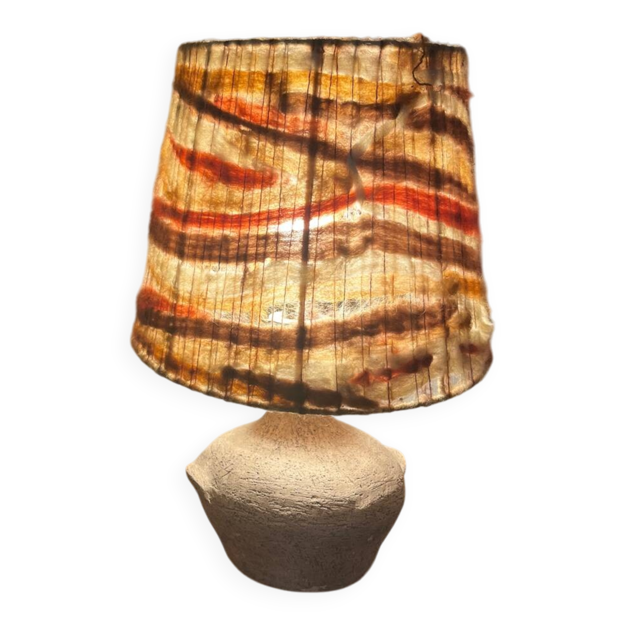 Vintage wool lampshade lamp