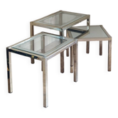 Trio de tables gigognes laiton entièrement restaurées