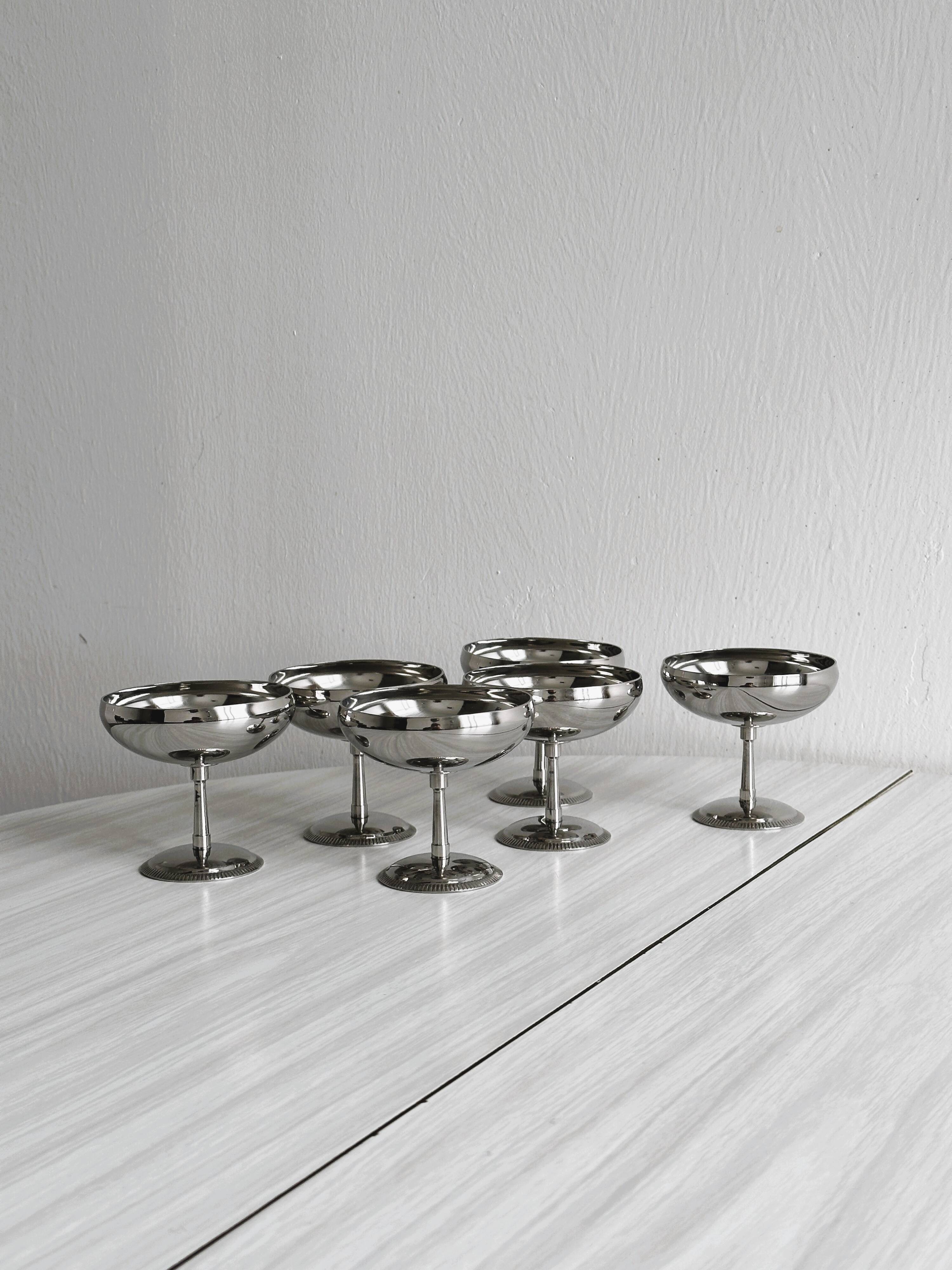 6 stainless steel footed bowls, Letang Remy style