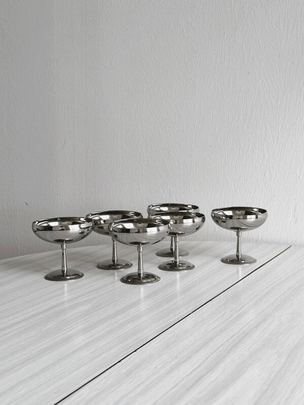 6 coupelles sur pied en inox style Letang Remy