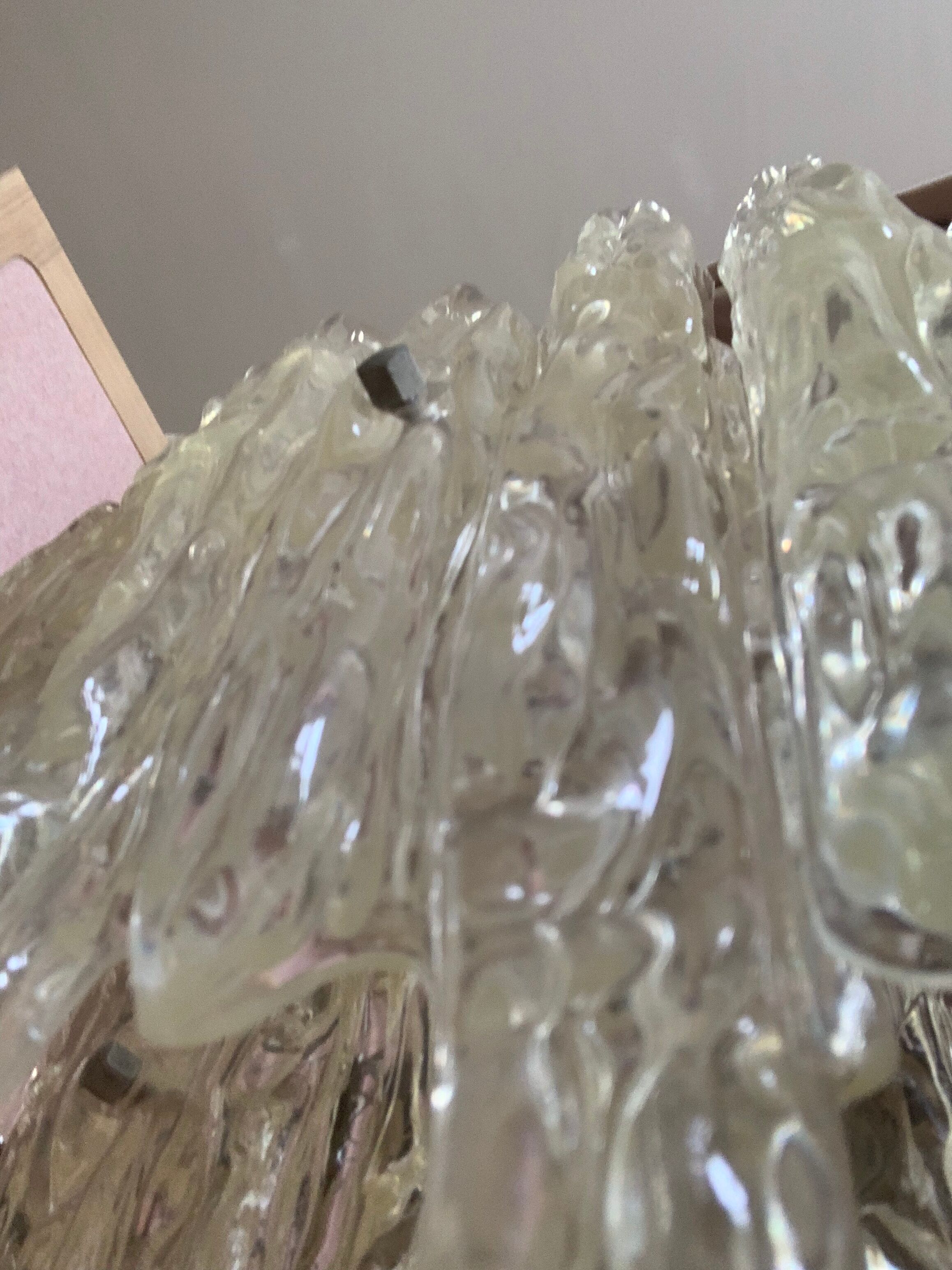 Midcentury ice glass plexi chandelier by kalmar