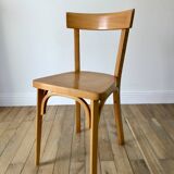 Set of 4 baumann bistro chairs in blond wood / honey stamped 40-50 years