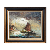 Huile sur toile, "Mer du Nord" Bernard