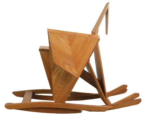 Sculptural rocking chair origami bird