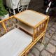 1960s beige rattan and cotton bench