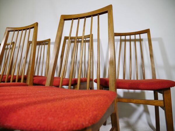 Chaises de salle à manger des années 50 en noyer, ensemble de 10, années 1960