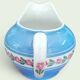 Service à thé en faience ancienne bleu et rose. Sarreguemine 1950