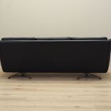 Black leather sofa, Danish design, 1960s, manufacturer: Eran Møbler, design