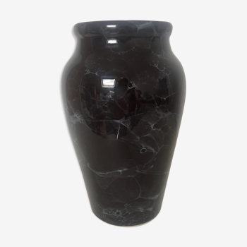 Marbled black faience vase