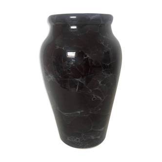 Marbled black faience vase