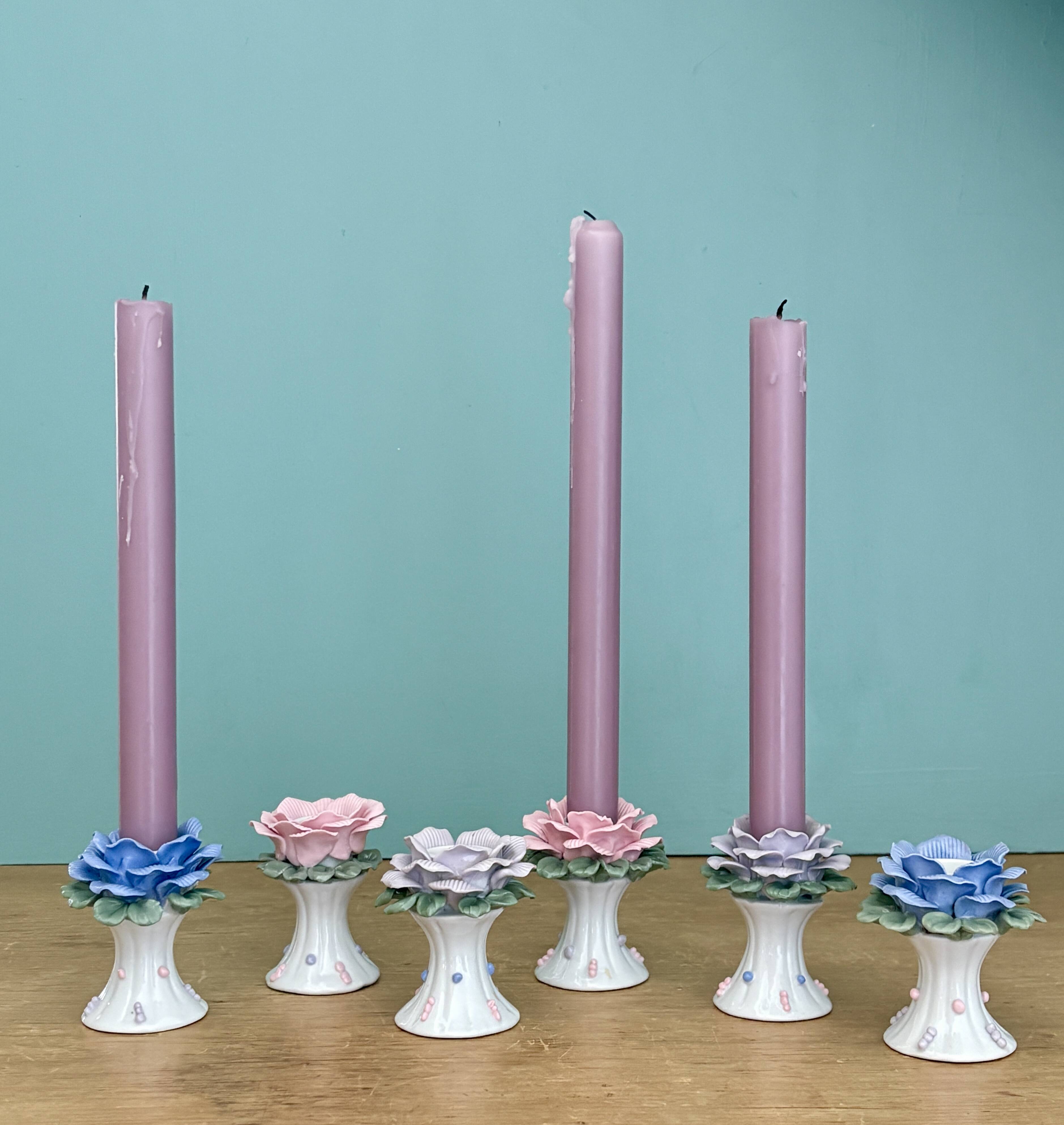 Set of 6 vintage ceramic candle holders