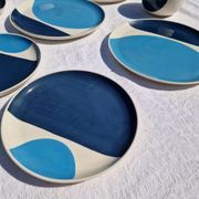 Set of 8 Plates and 2 Bowls Julie Goodwin Habitat Longitude Blue Stoneware Style