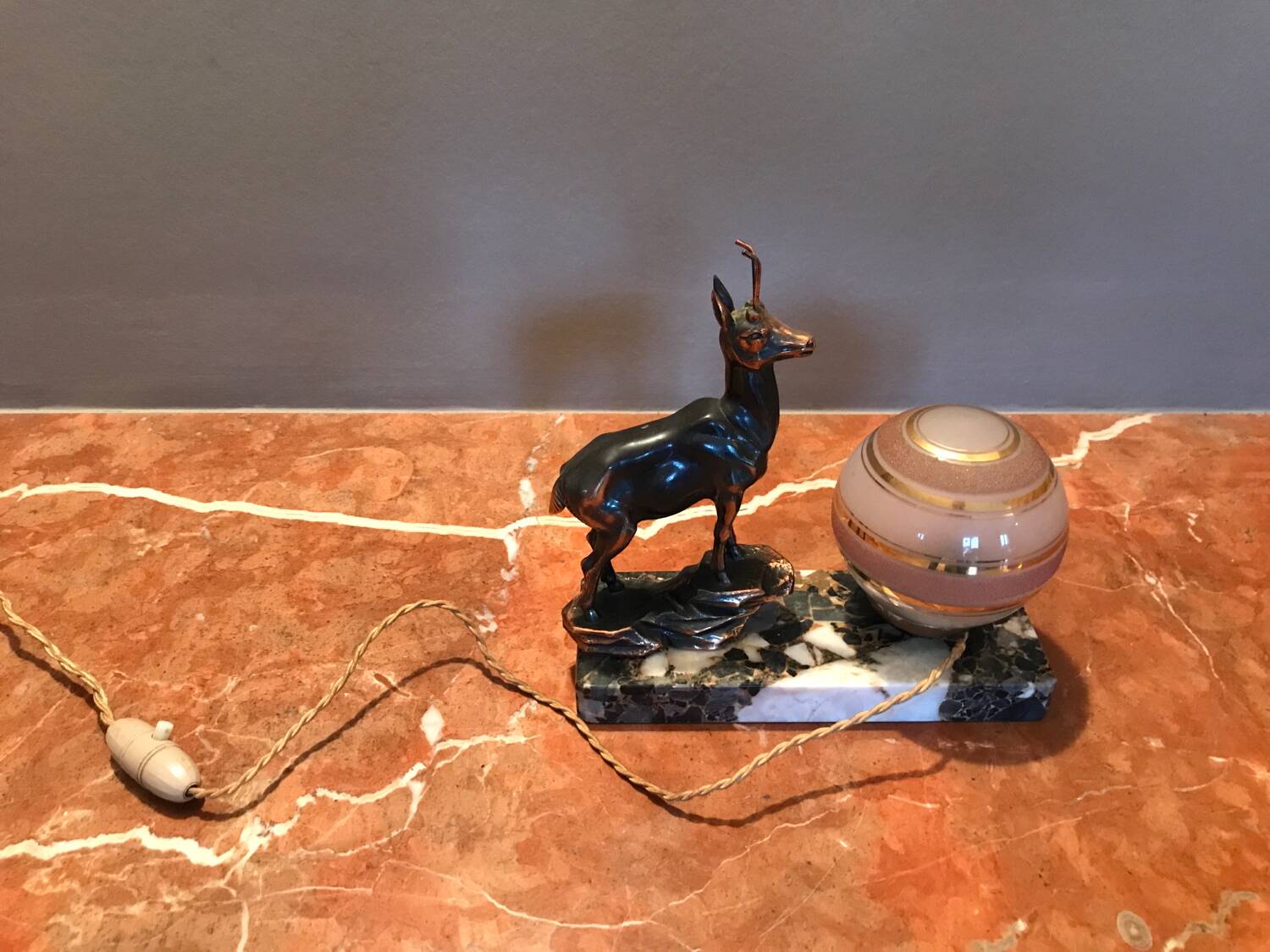 Very pretty art deco chamois table lamp