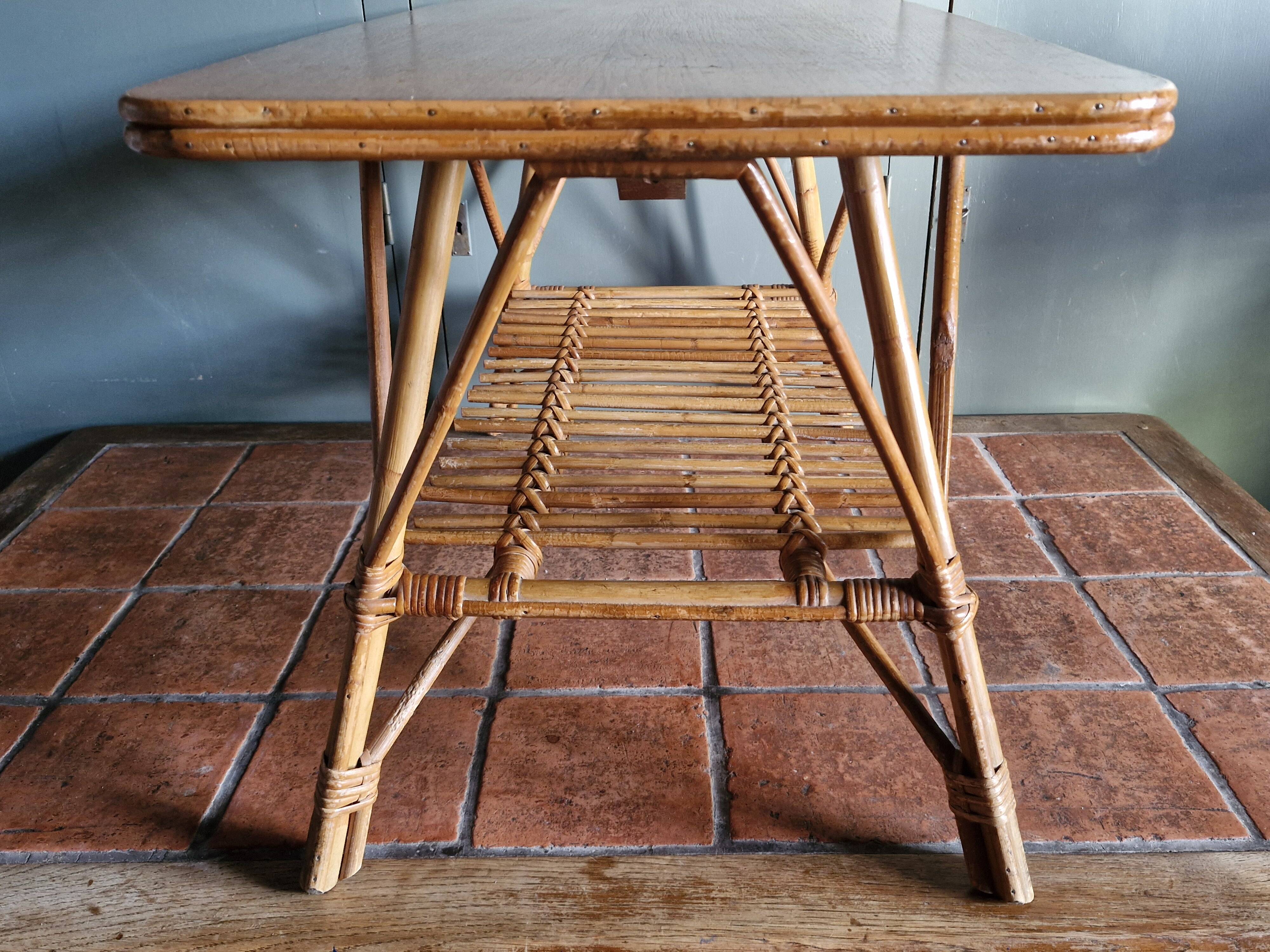 Vintage coffee table - Bamboo & Rattan - 1950s/60s