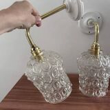 Pair of vintage chiseled glass sconces