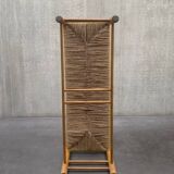 Rustic bench in raffia and solid wood