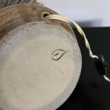 Vintage stoneware lamp and wool lampshade