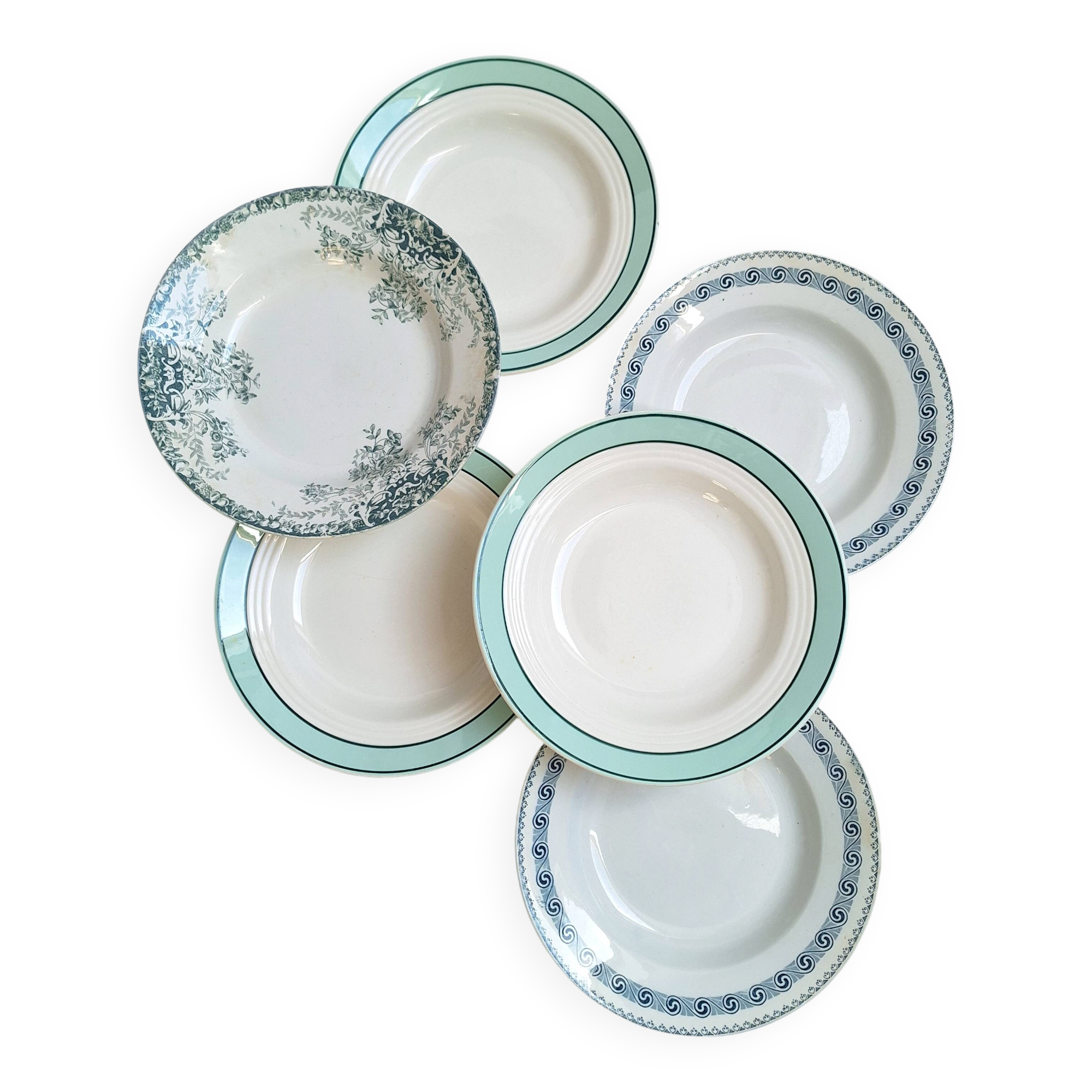 Assiettes creuses vertes St Amand, Céranord