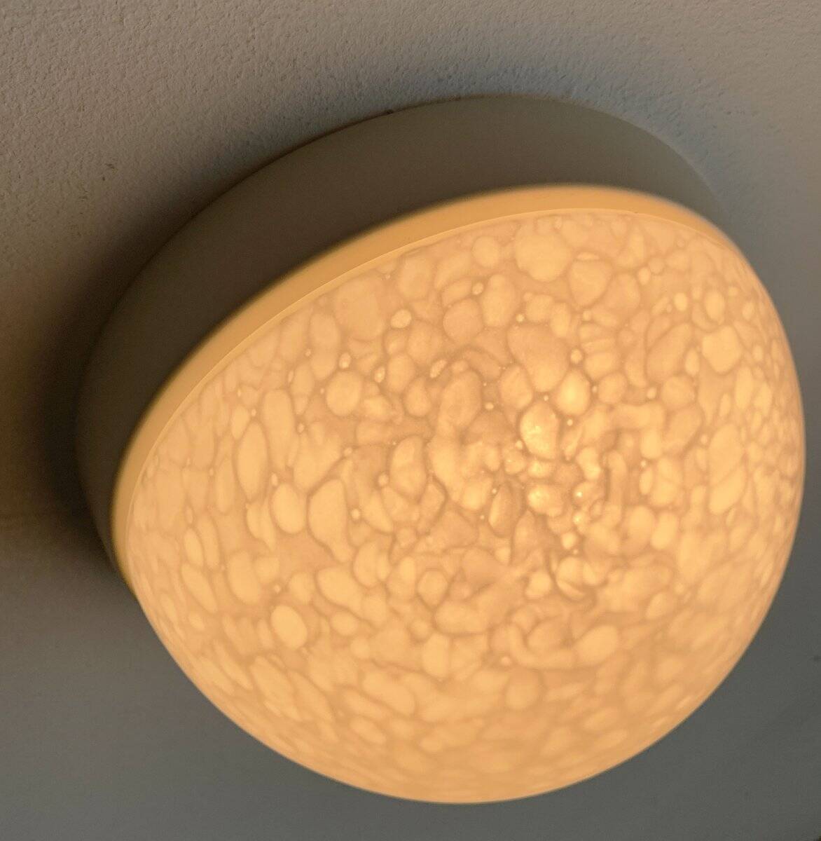 Suspension or wall lamp moon in glass from the vintage German space era by Peill & Putzler, 1970s.