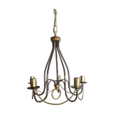 Black chrome chandelier and vintage gold veneer