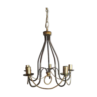 Black chrome chandelier and vintage gold veneer