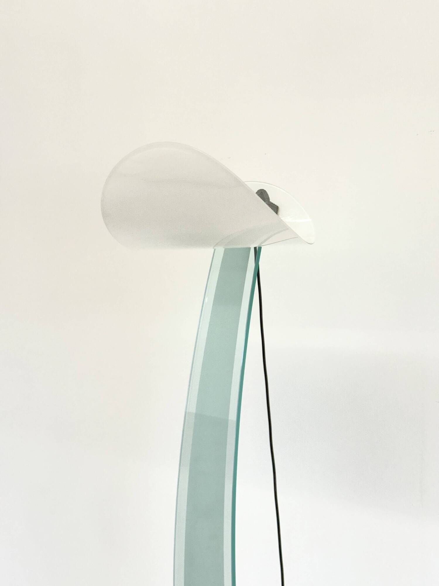 Vintage design floor lamp by Sothis with glass base and white glass shade