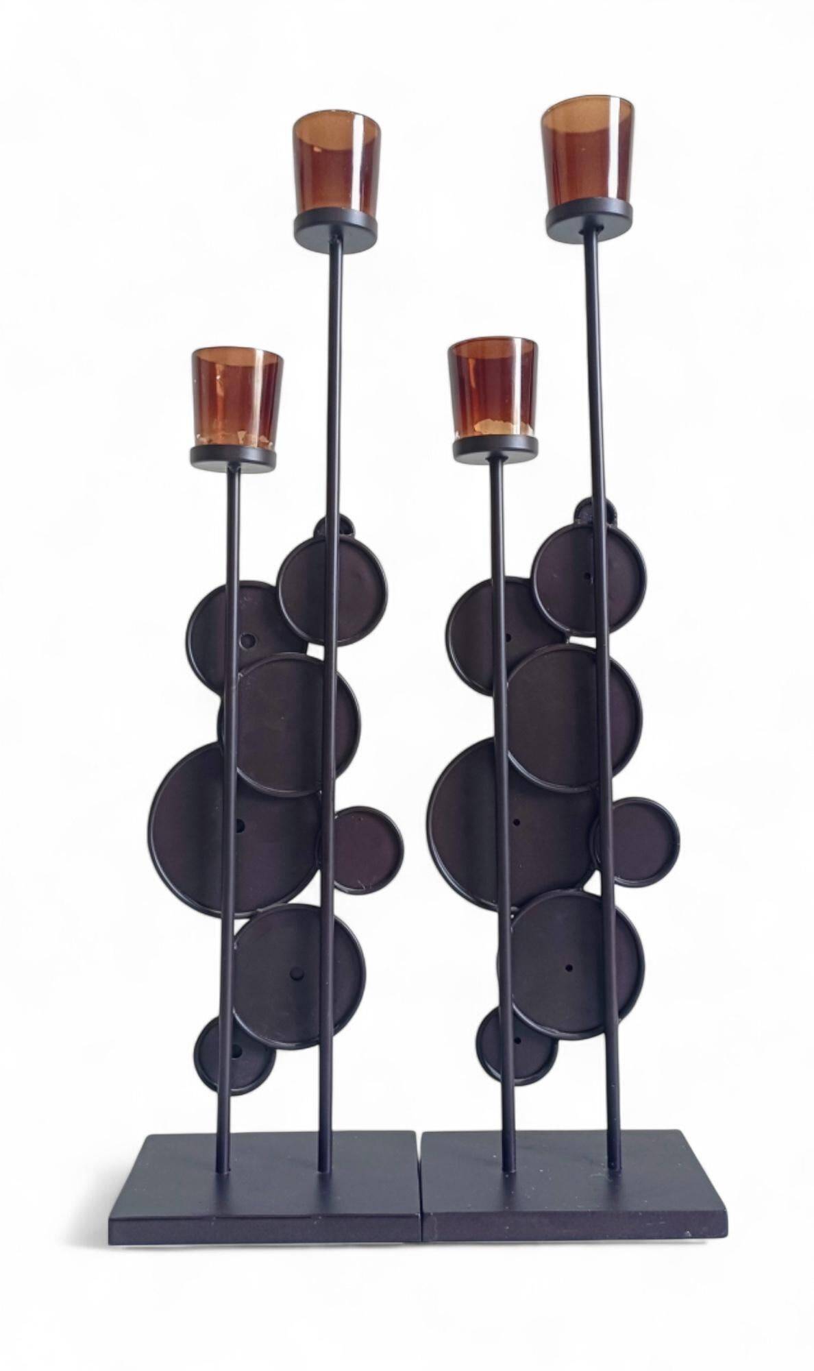 Large Mid-Century Italian Wrought Iron Candelabra, Psychedelic Design, 1970s