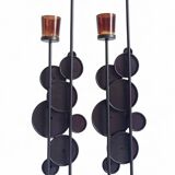 Large Mid-Century Italian Wrought Iron Candelabra, Psychedelic Design, 1970s