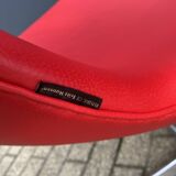 4x Original red leather Fritz Hansen Swan chairs Topstaat!