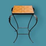 Vintage side table in wrought iron & ceramic – 1960s